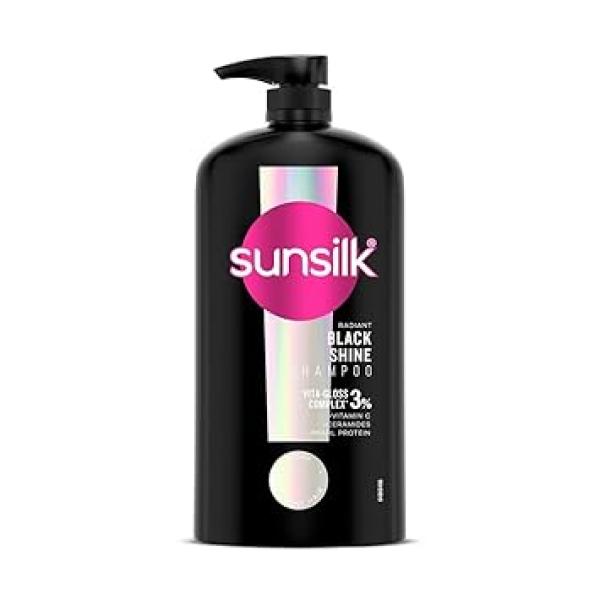 Sunsilk Stunning Black Shine Shampoo 1 L|| With Amla + Oil & Pearl Protein|| Gives Shiny|| Moisturised and Fuller Hair - Paraben Free