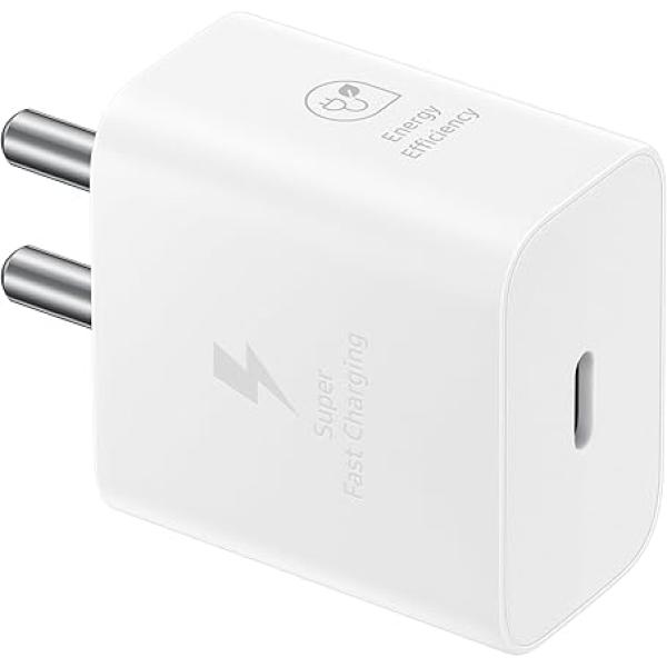 Samsung Original 25W USB Type-C Travel Adaptor Without Cable for Google Pixel, Xiaomi, Motorola, iPhone, Samsung Galaxy Tab S/A Series, Galaxy S10/M54/M55/A80/A90/S25/S24,