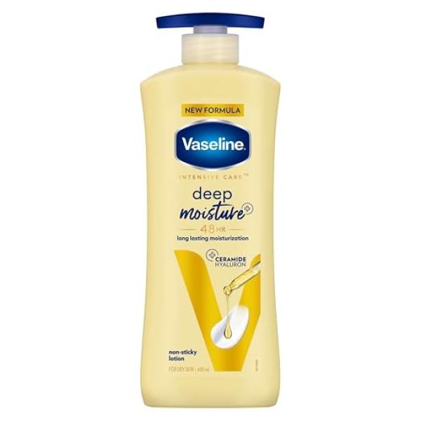 Vaseline Deep Moisture Body Lotion  | 10X More Moisture for Cushion Soft Glowing Skin | For Dry Skin | Lightweight Non-Sticky Formula | 600ml