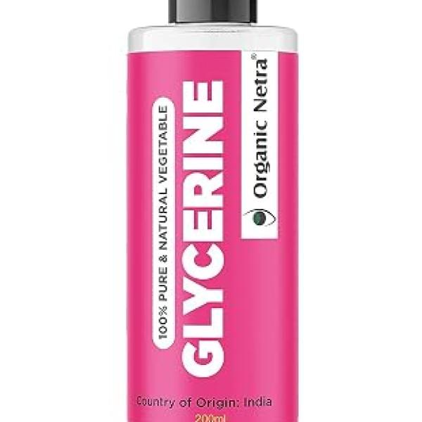Organic Netra Glycerine for Face,100% Pure & Natural Liquid for Face, Beauty and Skin Care, Pure & Unscented, Suitable for All Skin Type - 200ml (Pack of 1)