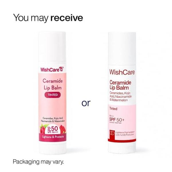 WishCare Tinted Lip Balm SPF 50 PA++++ | Brightening Lip Balm for Dark Lips | In-Vivo Tested | Kojic Acid & Niacinamide | For Women | 5g