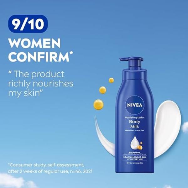 NIVEA Nourishing Body Milk 600ml Body Lotion | 72Hr Hydration | Deep Moisture Care for Very Dry Skin | Smooth, Radiant & Healthy Looking Skin Care