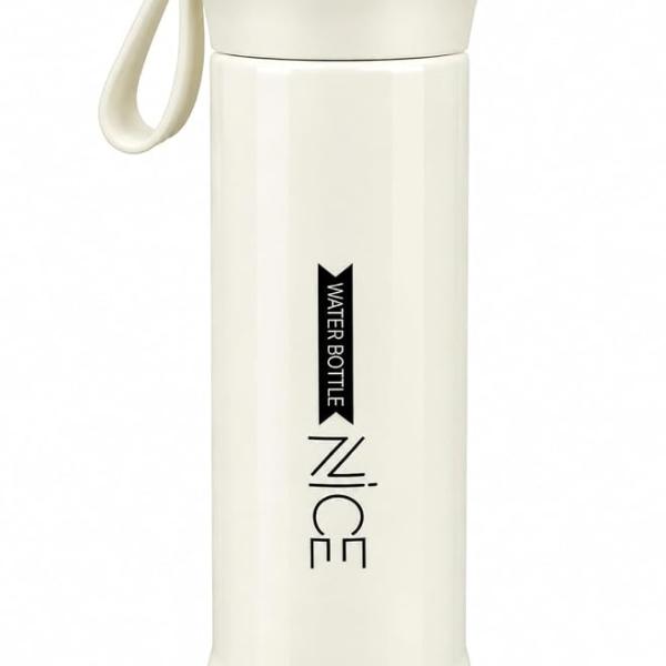Water Bottle with Glass Inner, 400 ml, Cream