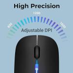 ZEBRONICS Blanc Slim Wireless Mouse with Rechargeable Battery, BT + 2.4GHz, 4 Buttons, 800/1200/1600 DPI, Silent Operation, Multicolor LED Lights