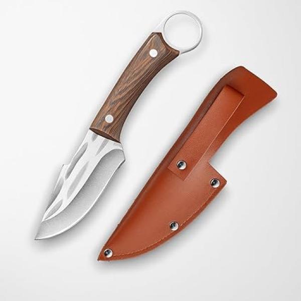 Machado Hybrid Hand-Sharpened Mongolian Knife with Leather Sheath - Forged Boning Multipurpose Meat Cleaver Butcher Knives Home & Kitchen