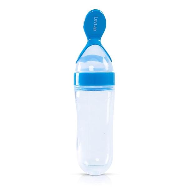 Easy Squeezy Food Feeder with Silicone Bottle and Food Grade Spoon for Infant Baby, 90ml, BPA Free