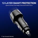 boAt 55W Car Charger with Dual Port USB-A and USB-C; Supports QC, PD & PPS Advanced Charging Protocols | 12-Layer Smart IC Protection | Compact, Lightweight, Heat & Scratch Resistant
