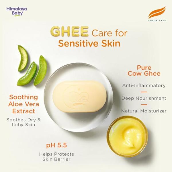 Himalaya Baby Bar with Pure Cow Ghee 125g| For Sensitive Skin| pH 5.5