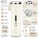 Water Bottle with Glass Inner, 400 ml, Cream