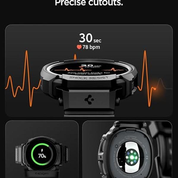 Rugged Armor Pro for Sam Spigen Rugged Armor Pro for Samsung Galaxy Watch 8/9 (44mm) Case with Strap - Matte Blacksung Galaxy Watch 8/9 (44mm) Case with Strap - Matte Black