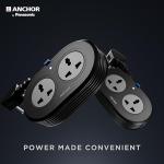 Anchor by Panasonic 2 Universal Socket Extension Board, 6A Spike Guard with 1.2-Meter Heavy Duty Cord for Home and Office Usage, 2 Way Power Strip with LED Indicator,