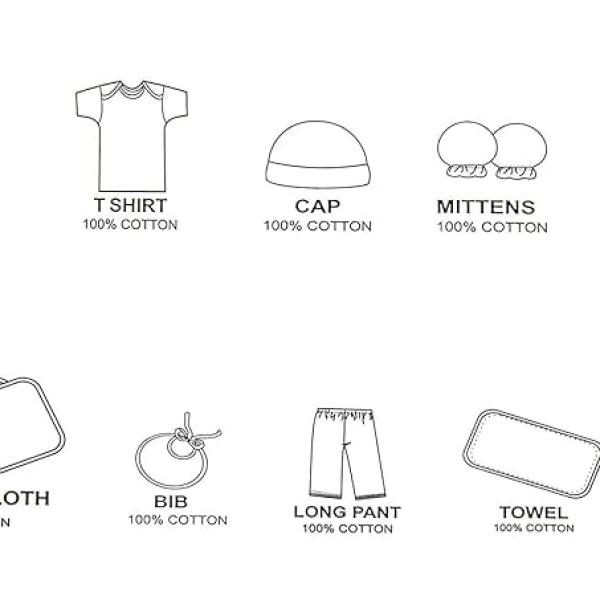 Unisex Kids Cotton Solid Clothing Gift Set -13 Pieces
