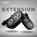Anchor by Panasonic 2 Universal Socket Extension Board, 6A Spike Guard with 1.2-Meter Heavy Duty Cord for Home and Office Usage, 2 Way Power Strip with LED Indicator,