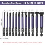 BEST 12Pcs Ball End Hex Screwdriver Bit Set H2-H12, 1/4'' Hex Shank S2 Steel Magnetic Hex Bits Set 2-12mm Allen Key Drill Bits with 25° Angled Ball Tip for Furniture Assembly,
