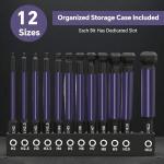 BEST 12Pcs Ball End Hex Screwdriver Bit Set H2-H12, 1/4'' Hex Shank S2 Steel Magnetic Hex Bits Set 2-12mm Allen Key Drill Bits with 25° Angled Ball Tip for Furniture Assembly,