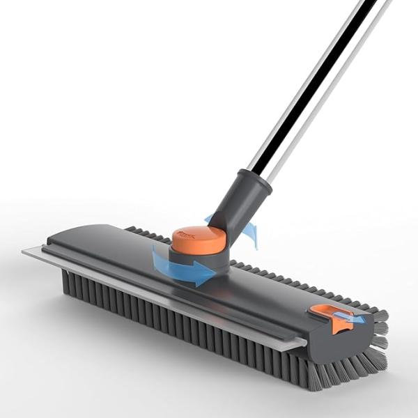 3 in 1 Bathroom Cleaning Brush with Wiper - Heavy Duty Long Handle 360° Rotate Floor Scrubber Brush, Tiles Cleaning, Floor Scrub for Kitchen and Bathroom ALLl