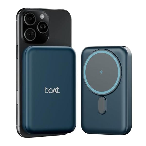 boAt powewrbank  PB331 (Magsafe) 10000mAh Magnetic Wireless Powerbank, 15W Wireless & 22.5W Wired Charging for (iPhone 16, 15, 14, 13 & 12, Android & Other Qi Enabled Devices)