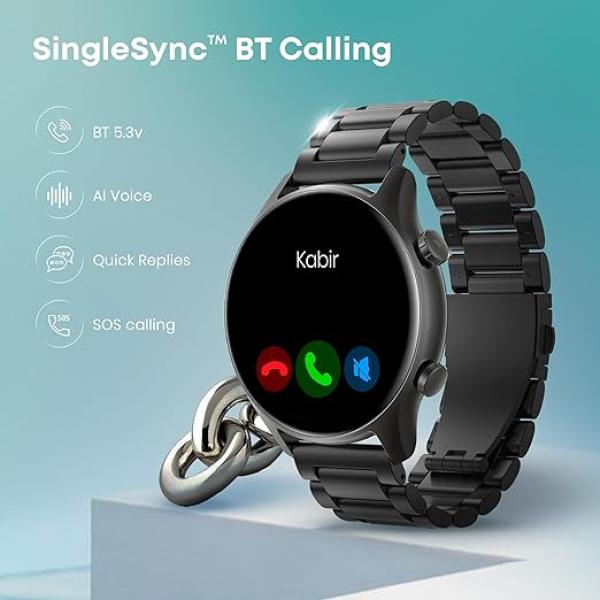 Fastrack  FR2 Pro 1.43" AMOLED Stainless Steel Smart Watch with SpO2, Heart Rate, BT Calling, Adaptive AOD, Functional Crown, AI Voice Assistant – Smartwatch