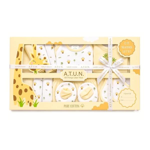 Premium Newborn Baby Gift Set (13 Pieces) | 100% Cotton Baby Clothing Set | 0-3 Months | Baby Shower and Welcome Gift Box