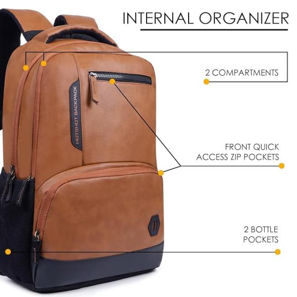 HOTSHOT BAGS VINTAGE FAUX LEATHER|LAPTOP BAG|MEN & WOMEN|OFFICE BACKPACK|COLLEGE BACKPACK
