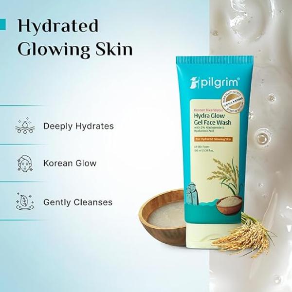 Pilgrim Korean Rice Water Hydra Glow Face Wash with 2% Niacinamide - 100ml
