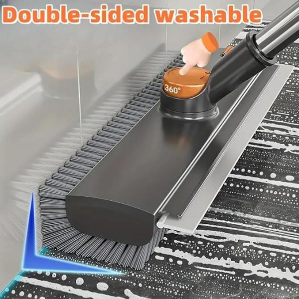 3 in 1 Bathroom Cleaning Brush with Wiper - Heavy Duty Long Handle 360° Rotate Floor Scrubber Brush, Tiles Cleaning, Floor Scrub for Kitchen and Bathroom ALLl