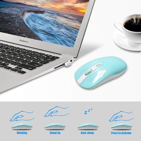 cimetech Wireless Keyboard and Mouse Combo, 2.4G Comfortable Ultra Slim Ergonomic Keyboard, Plug and Play Compact Full Size Keyboard for Mac, Windows, Laptop, Tablet, Computer