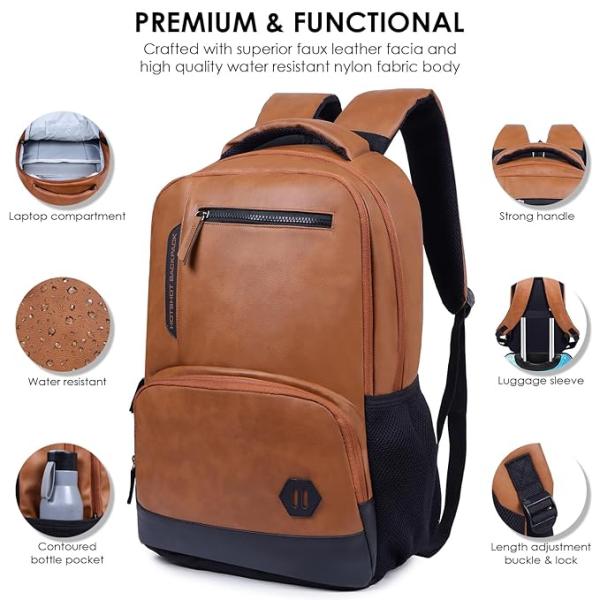 HOTSHOT BAGS VINTAGE FAUX LEATHER|LAPTOP BAG|MEN & WOMEN|OFFICE BACKPACK|COLLEGE BACKPACK