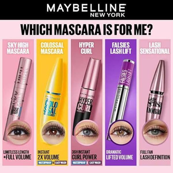 Maybelline New York Hypercurl Mascara Waterproof, Black