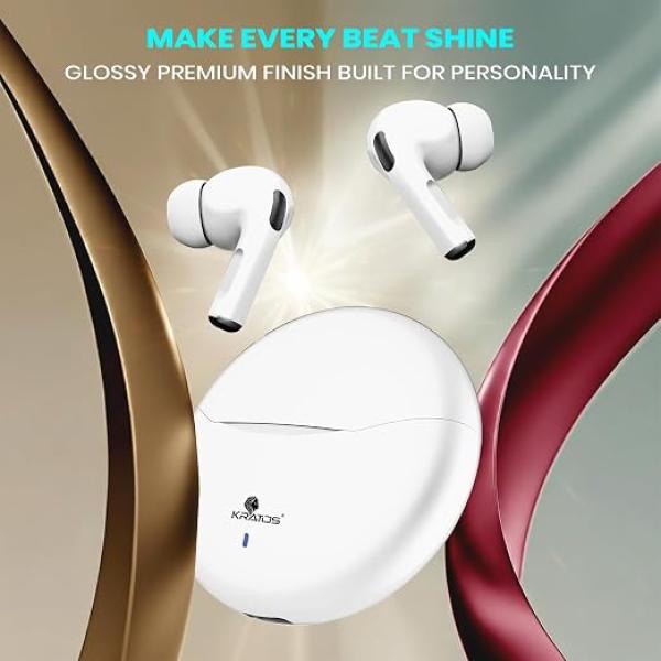 Kratos TW02 Ear Buds Wireless with 60H Playtime, Noise Isolation & Clear Calls, Bluetooth Earbuds with Voice Assistant, Ear Buds with Bluetooth V 5.3 & with Type C Fast Charging