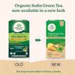 Organic India Tulsi Green Tea Lemon Ginger - 25 Teabags, Herbal Blend with Green-Tea, Tulsi, Lemon & Ginger, Supports Digestion, Refreshing Taste, Natural Ingredients