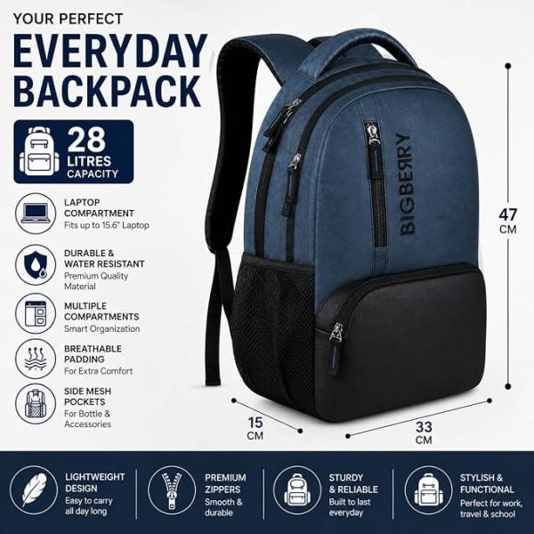 BIGBERRY Rodeo Leather Laptop Backpack for Men & Women | Water Resistant Medium Office, Travel, College Bag | Fits Up to 15.6 Inch Laptop |