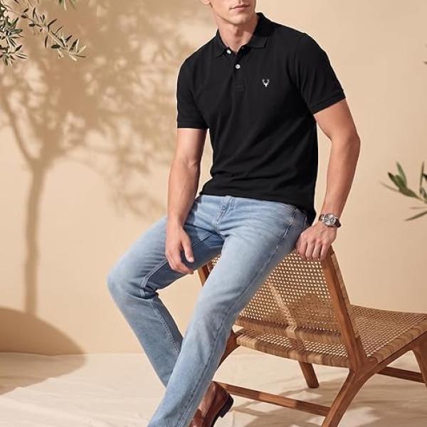 Men’s Polo T‑Shirt | Comfortable Rich Cotton Blend, Band Collar, Regular Fit | Stylish & Premium All Day Wear