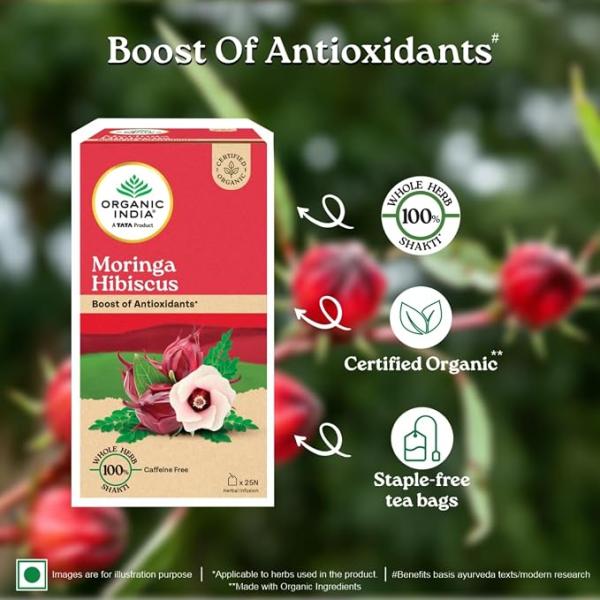 Organic India Moringa Hibiscus Herbal Infusion, 25 Bags