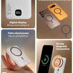 10000mAH Power Bank | Fast Charging Powerbank for iPhone, Android & All Qi Devices | Digital Display & Strong Magnet Hold | Magnetic Ring & Cable Included