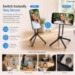 Tripod Stand for iPhone & Smartphones | Foldable Magnetic Phone Holder with Clip | Portable Aluminum Stand for Vlogging, Video Calls & Travel | Includes 2 Magnetic Rings