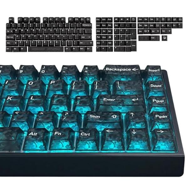 ZORBES® 136 Key Forged Carbon Texture Keycap for Mechanical Gaming Keyboard Cherry Profile Side Printed Font Keycap Set Compatible with Mechanical Keyboard, for RGB backlight