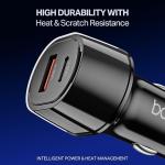boAt 55W Car Charger with Dual Port USB-A and USB-C; Supports QC, PD & PPS Advanced Charging Protocols | 12-Layer Smart IC Protection | Compact, Lightweight, Heat & Scratch Resistant
