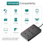 Ambrane Extension Board, 4 Type C, 2 USB, 5 International Power Sockets, 2500W Output, Long Cable, Wall Mount Option, Supports Laptop Charging for Office, Home Appliances