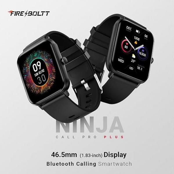 Fire-Boltt Ninja Call Pro Plus Bluetooth Calling Smart Watch, 1.83″ HD Display, AI Voice Assistant, 100+ Sports Modes, IP67 Waterproof, SpO2 & Heart Rate Monitor Smartwatch