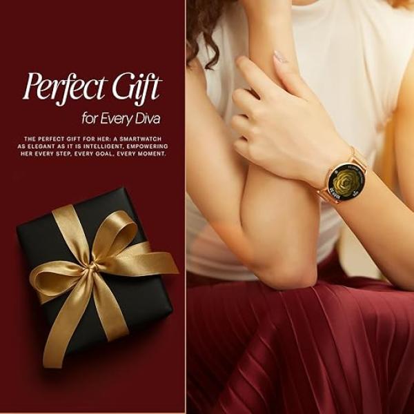 Noise Diva 2  Smart Watch for Women - Sleekest Dial, 36mm AMOLED Display, Snug Fit, Improved Female Cycle Tracker, BT Calling, Sleep Tracking, AI Voice Assistant, Password Protection