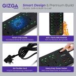 2500W Desktop Power Strip with Child Safety, 8 Universal Outlets & 6 USB Ports, Black Heavy-Duty Extension Board with Surge Protection