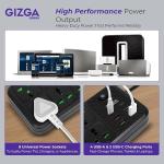2500W Desktop Power Strip with Child Safety, 8 Universal Outlets & 6 USB Ports, Black Heavy-Duty Extension Board with Surge Protection