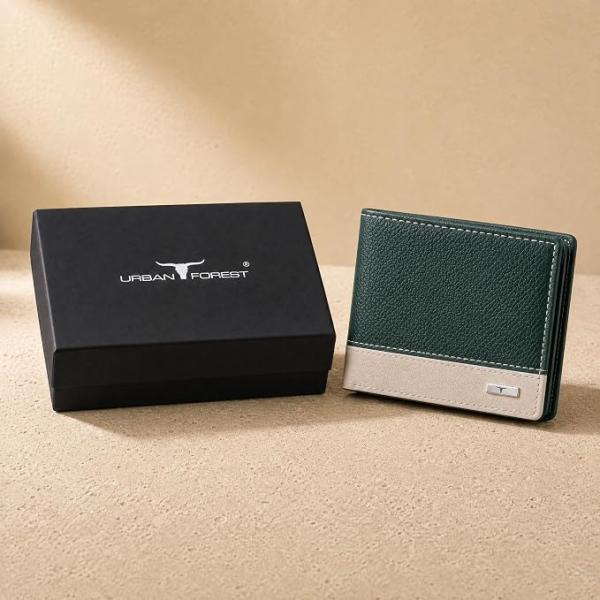 URBAN FOREST Seattle Green/Sand Leather Wallet