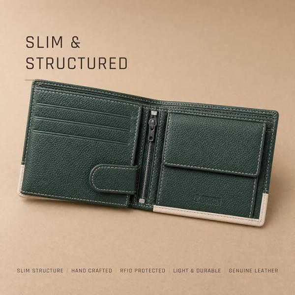 URBAN FOREST Seattle Green/Sand Leather Wallet