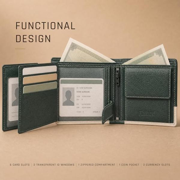 URBAN FOREST Seattle Green/Sand Leather Wallet
