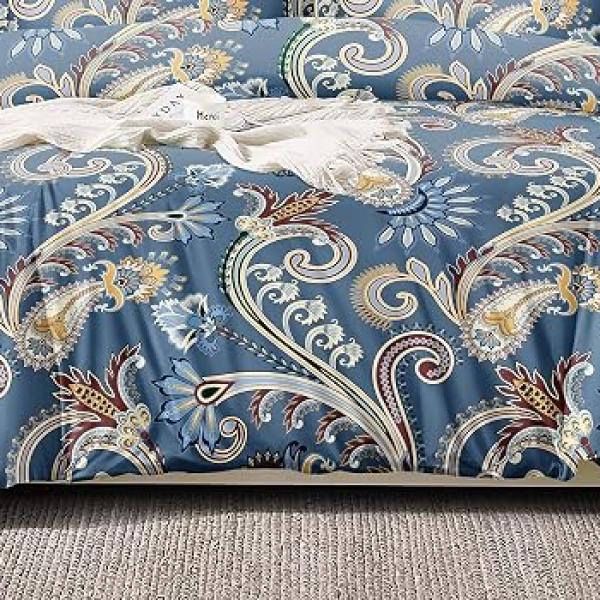Cotton Feel Glace Cotton Elastic Fitted Printed King Size Double Bed Bedsheet With 2 Pillow Cover